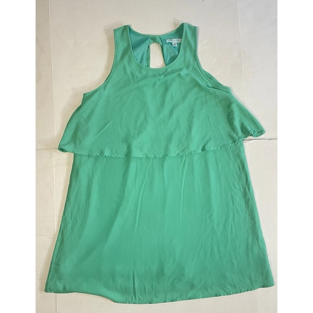 She + Sky‎ Women's Large Seafoam Green Layered Shift Dress 2010s Y2K